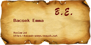 Bacsek Emma névjegykártya